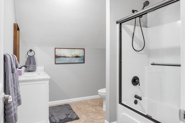 1250 Ed Seay Gregory Ln, Hartsville, TN 37074 - full bathroom with shower / bath combination with glass door, vanity, tile patterned floors, and a textured ceiling
