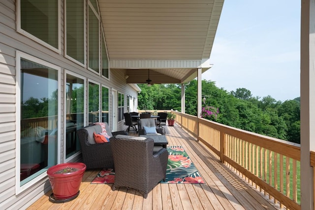 1250 Ed Seay Gregory Ln, Hartsville, TN 37074 - wooden terrace featuring a ceiling fan and outdoor dining area