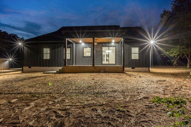 4106 Asbury Rd, Manchester, TN 37355 - view of front of property featuring crawl space and board and batten siding