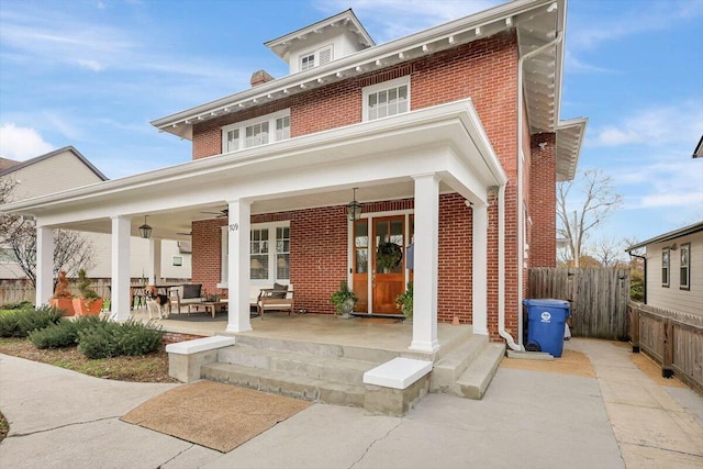 709 S Greenwood Ave S, Chattanooga, TN 37404 - view of front of property with brick siding, a porch, and a ceiling fan