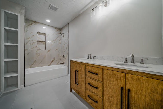 205 Walnut St, Smyrna, TN 37167 - full bathroom featuring bathtub / shower combination, double vanity, and a textured ceiling