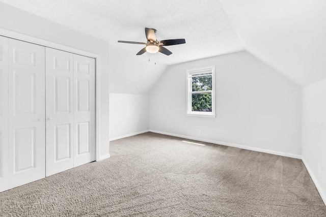 3405 Polly Dr, Clarksville, TN 37042 - additional living space with carpet floors, a ceiling fan, and vaulted ceiling