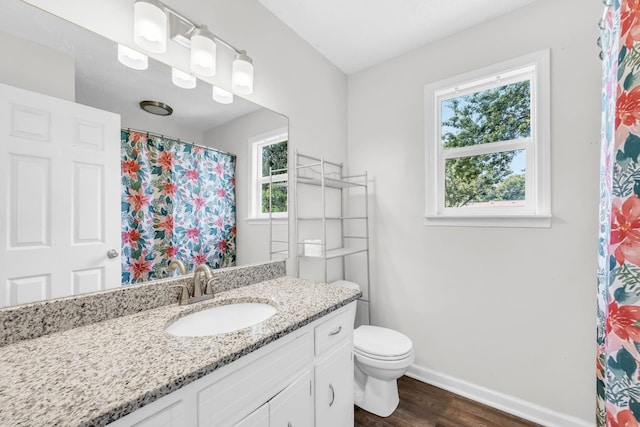 3405 Polly Dr, Clarksville, TN 37042 - bathroom with wood finished floors, vanity, healthy amount of natural light, and a shower with curtain
