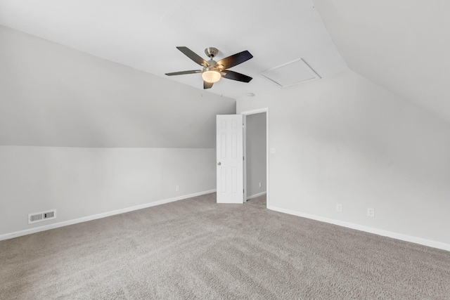 3405 Polly Dr, Clarksville, TN 37042 - bonus room featuring vaulted ceiling, ceiling fan, carpet flooring, and attic access