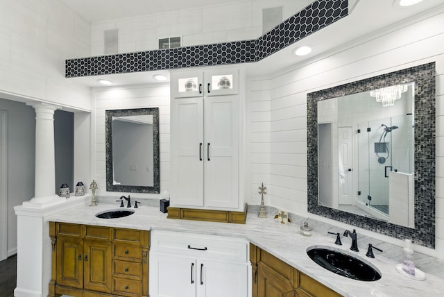 1060 Wilshire Way, Brentwood, TN 37027 - bathroom featuring a shower stall and double vanity
