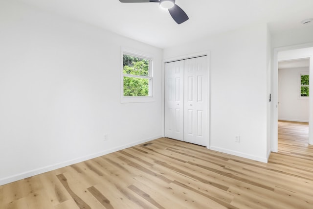 107 Hillsdale Dr, Hendersonville, TN 37075 - unfurnished bedroom featuring light wood-style floors, a closet, and a ceiling fan