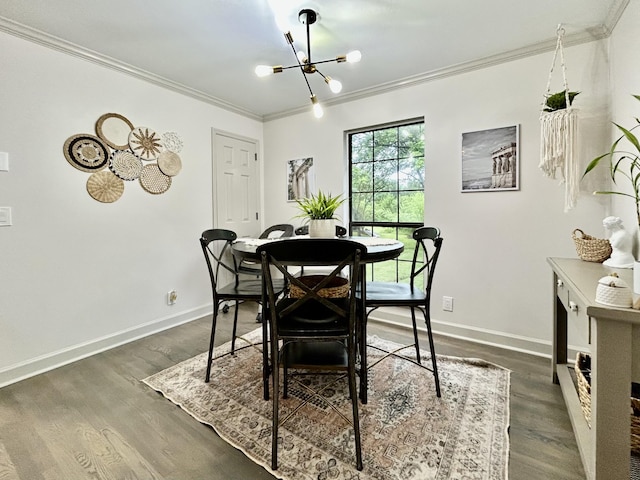 1307 Tomahawk Trce, Murfreesboro, TN 37129 - dining room with ornamental molding, a chandelier, and dark wood-style flooring