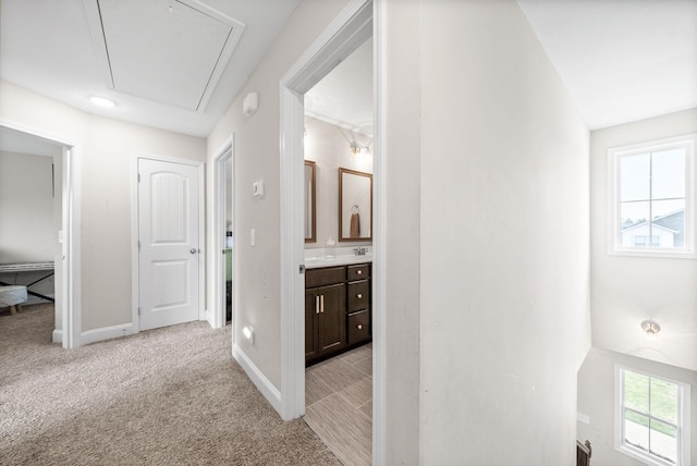 1098 Eagles View Dr, Clarksville, TN 37040 - hallway featuring attic access and light carpet