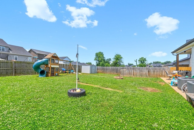 1098 Eagles View Dr, Clarksville, TN 37040 - fenced backyard featuring a playground and a shed