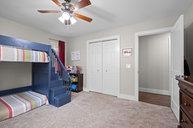 2913 New Hope Rd, Hendersonville, TN 37075 - bedroom with carpet, a closet, and a ceiling fan