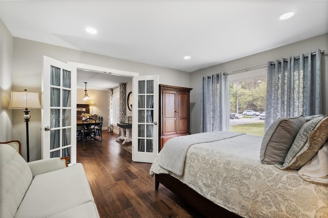 2913 New Hope Rd, Hendersonville, TN 37075 - bedroom with dark wood finished floors, recessed lighting, and french doors