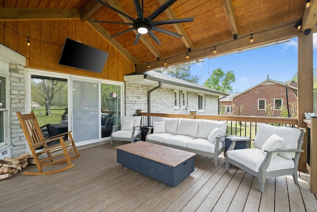 2913 New Hope Rd, Hendersonville, TN 37075 - deck with an outdoor hangout area and a ceiling fan