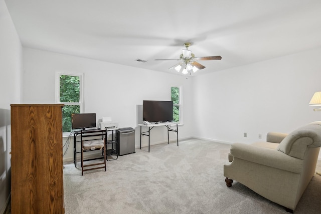 1438 Brighton Cir, Old Hickory, TN 37138 - living room featuring an office area, carpet floors, and ceiling fan