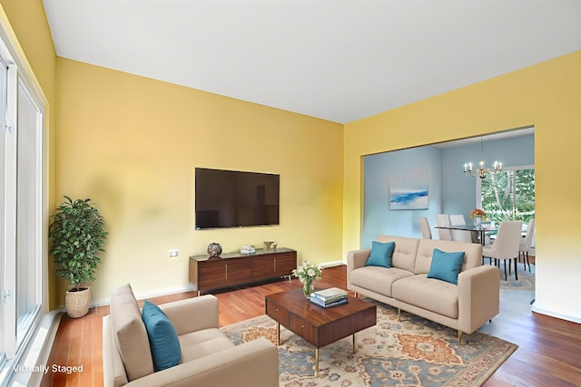 1438 Brighton Cir, Old Hickory, TN 37138 - living room featuring a chandelier and wood finished floors
