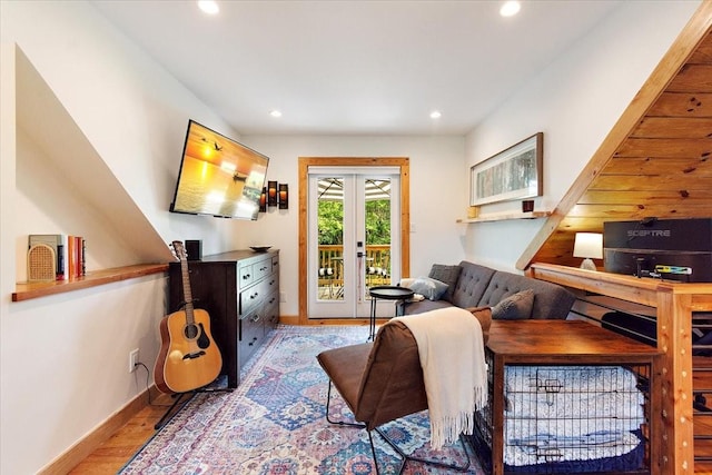 145 W Hollis Chapel Rd, Portland, TN 37148 - living room featuring wood finished floors, recessed lighting, and french doors