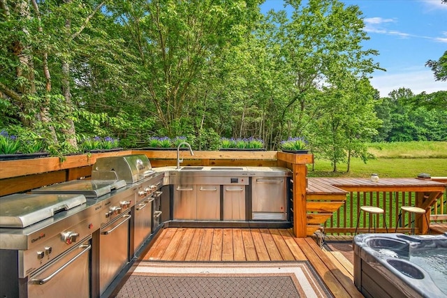 145 W Hollis Chapel Rd, Portland, TN 37148 - wooden deck featuring an outdoor kitchen