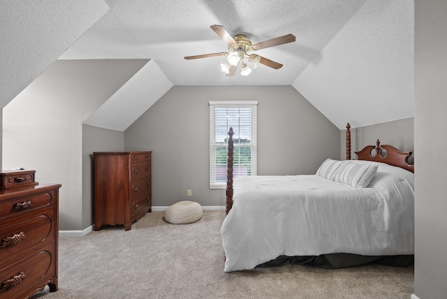 2430 Underwood Rd, Cunningham, TN 37052 - bedroom with a textured ceiling, light colored carpet, lofted ceiling, and ceiling fan