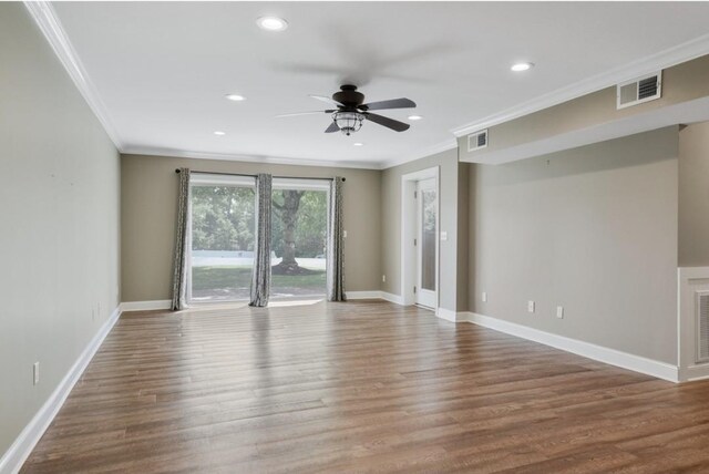 133 Tanasi Shr, Gallatin, TN 37066 - spare room with crown molding, a ceiling fan, wood finished floors, and recessed lighting