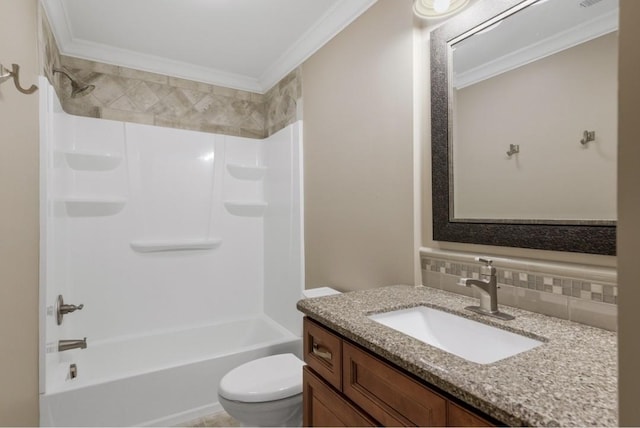 133 Tanasi Shr, Gallatin, TN 37066 - full bathroom with vanity, ornamental molding, shower / tub combination, and decorative backsplash
