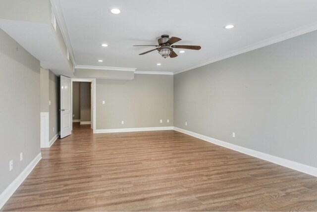 133 Tanasi Shr, Gallatin, TN 37066 - spare room with ceiling fan, ornamental molding, recessed lighting, and light wood-style flooring