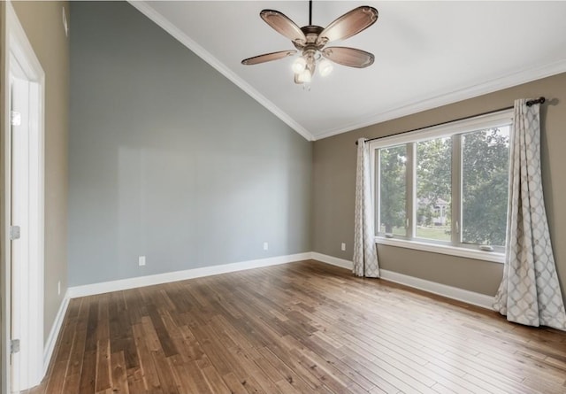133 Tanasi Shr, Gallatin, TN 37066 - spare room with lofted ceiling, hardwood / wood-style floors, crown molding, and a ceiling fan