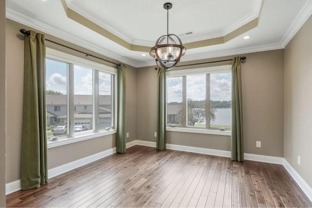 133 Tanasi Shr, Gallatin, TN 37066 - spare room featuring a tray ceiling, healthy amount of natural light, hardwood / wood-style flooring, ornamental molding, and recessed lighting