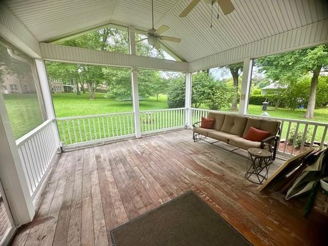 303 Revere Ln, Franklin, TN 37064 - wooden terrace with ceiling fan and a lawn