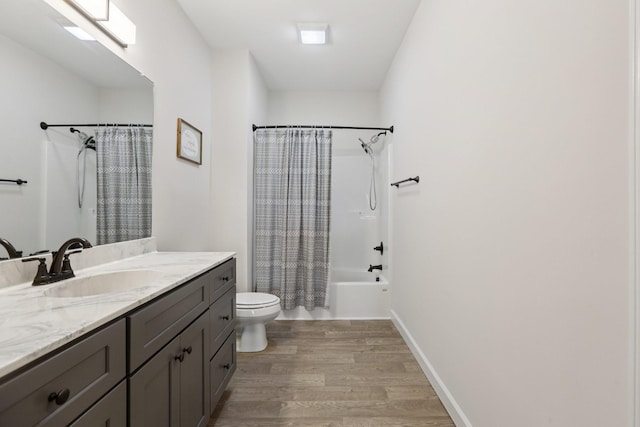 1202 Oak Grove Rd, Dickson, TN 37055 - bathroom featuring vanity, wood finished floors, and shower / bathtub combination with curtain