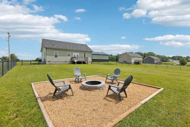 1202 Oak Grove Rd, Dickson, TN 37055 - fenced backyard with a fire pit and a wooden deck