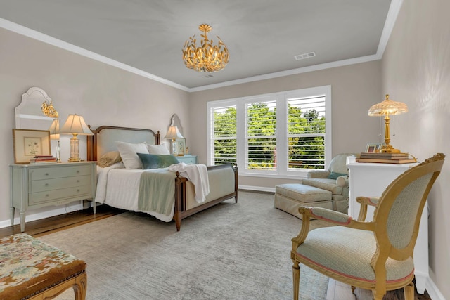 3002 Obion Pass, Spring Hill, TN 37174 - bedroom with a chandelier, crown molding, and wood finished floors