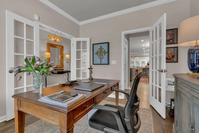 3002 Obion Pass, Spring Hill, TN 37174 - home office featuring french doors, wood finished floors, and ornamental molding
