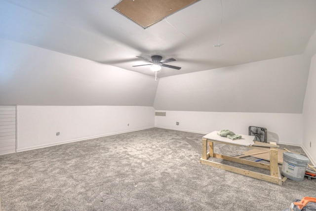1202 Willow Brook Pass, Mount Juliet, TN 37122 - bonus room featuring attic access, carpet, a ceiling fan, and lofted ceiling