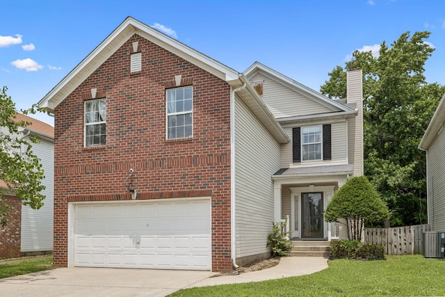 3524 Glenfalls Dr, Hermitage, TN 37076 - traditional-style house featuring driveway, a chimney, an attached garage, and brick siding