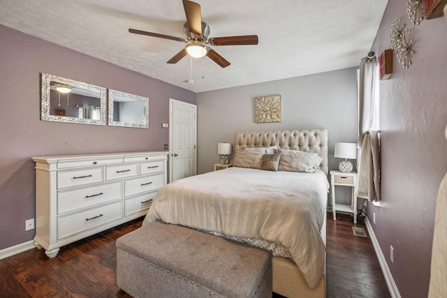 3524 Glenfalls Dr, Hermitage, TN 37076 - bedroom with dark wood finished floors, a textured ceiling, and ceiling fan