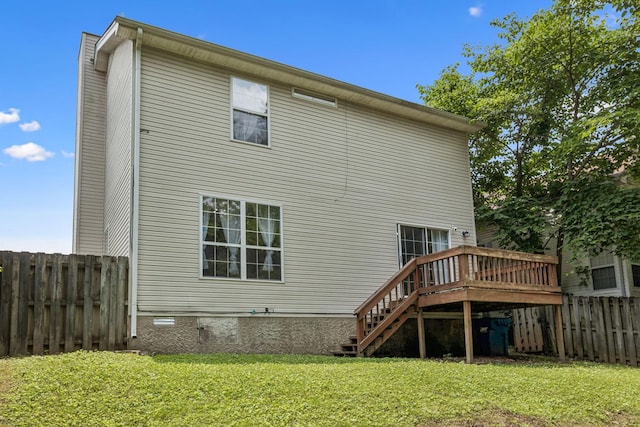 3524 Glenfalls Dr, Hermitage, TN 37076 - back of house featuring stairs, a wooden deck, and crawl space