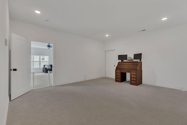 5509 Bridgemore Blvd, Murfreesboro, TN 37129 - unfurnished office with light carpet, recessed lighting, and ceiling fan