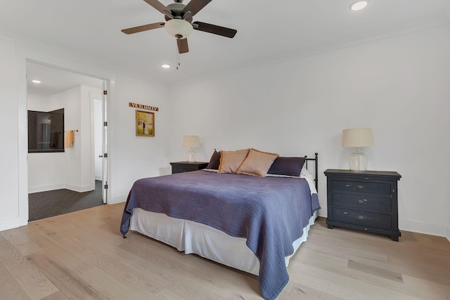 5509 Bridgemore Blvd, Murfreesboro, TN 37129 - bedroom featuring wood finished floors, recessed lighting, a ceiling fan, and ornamental molding