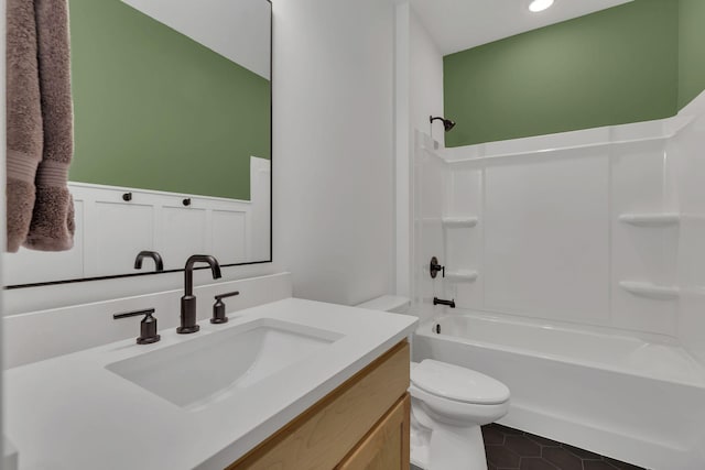 5509 Bridgemore Blvd, Murfreesboro, TN 37129 - full bathroom with vanity, bathing tub / shower combination, tile patterned flooring, and recessed lighting