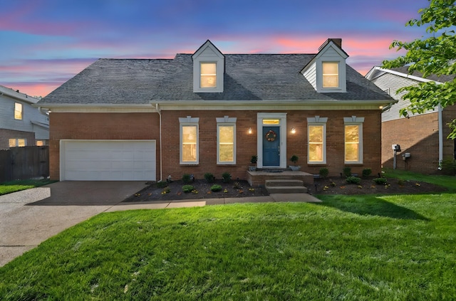 1183 Buckingham Cir, Franklin, TN 37064 - cape cod home with driveway, an attached garage, brick siding, and roof with shingles
