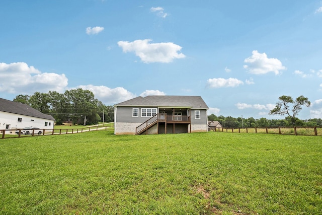 630 Bridle Path Ln, Hartsville, TN 37074 - rear view of property featuring stairs, a fenced backyard, and a deck