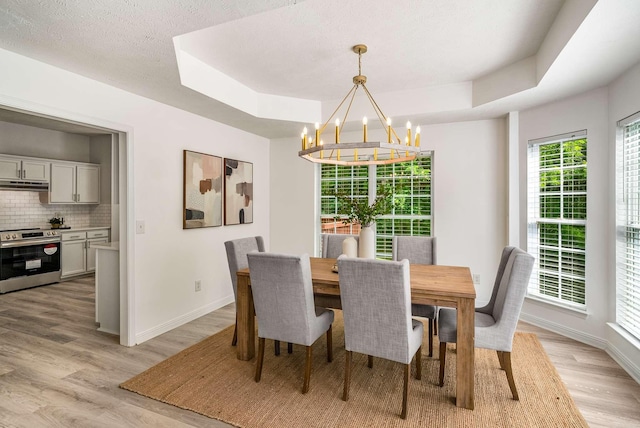 77 Kendall Park Dr, Nashville, TN 37217 - dining area featuring a chandelier, light wood-type flooring, and a tray ceiling