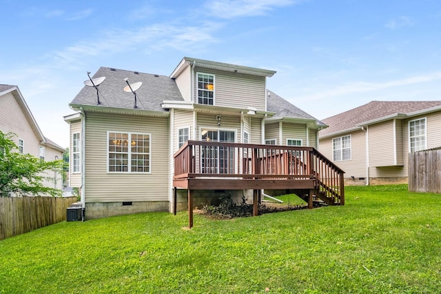 77 Kendall Park Dr, Nashville, TN 37217 - rear view of property with a deck, roof with shingles, and crawl space