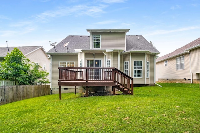 77 Kendall Park Dr, Nashville, TN 37217 - rear view of house with a deck, stairway, crawl space, and a shingled roof