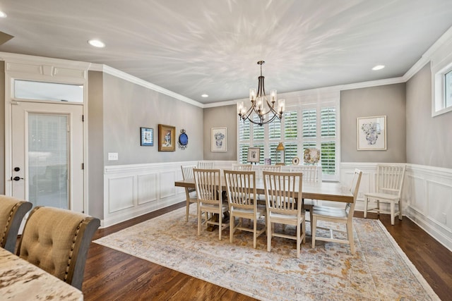 1120 Pretender Way, Columbia, TN 38401 - dining space featuring ornamental molding, plenty of natural light, a chandelier, a decorative wall, and recessed lighting