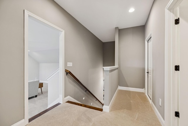 1120 Pretender Way, Columbia, TN 38401 - hallway with an upstairs landing, carpet, and recessed lighting