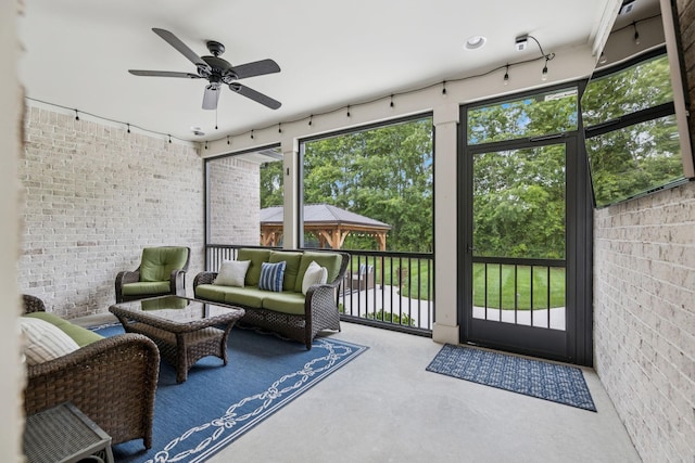 1120 Pretender Way, Columbia, TN 38401 - sunroom / solarium with ceiling fan and an outdoor hangout area