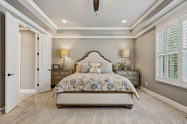 1120 Pretender Way, Columbia, TN 38401 - bedroom with multiple windows, a raised ceiling, carpet flooring, crown molding, and recessed lighting