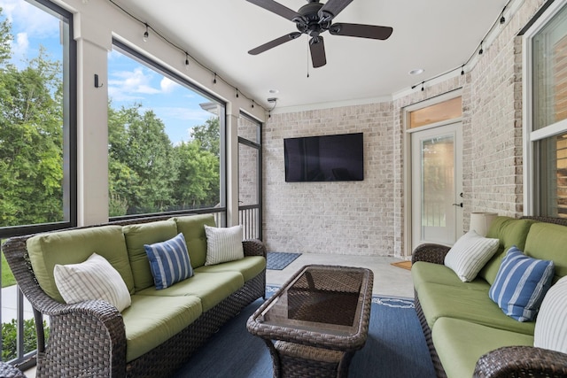1120 Pretender Way, Columbia, TN 38401 - sunroom with a ceiling fan, an outdoor living space, and plenty of natural light