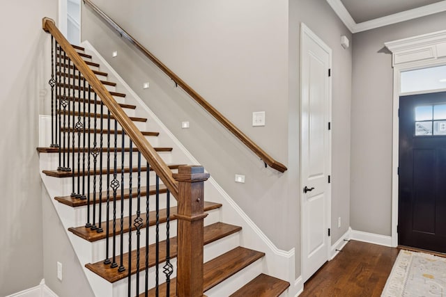 1120 Pretender Way, Columbia, TN 38401 - foyer entrance featuring wood finished floors, stairway, and crown molding