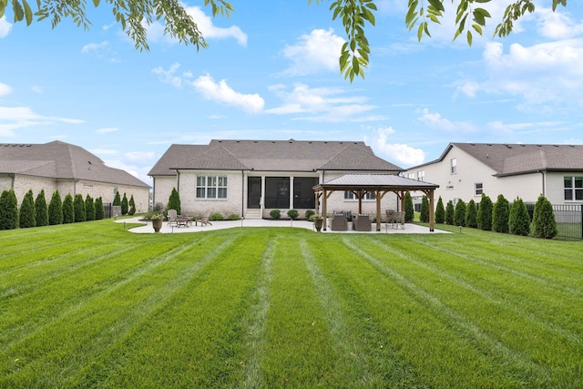 1120 Pretender Way, Columbia, TN 38401 - rear view of property featuring a patio, a gazebo, brick siding, and an outdoor living space